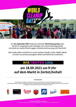 Zerbst/Anhalt am 18. September dabei beim World Cleanup Day – jeder kann mitmachen Zerbst/Anhalt am 18. September dabei beim World Cleanup Day – jeder kann mitmachen