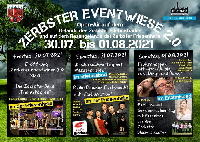 Zerbster Eventwiese 2021 vom 30. Juli bis zum 01. August Zerbster Eventwiese 2021 vom 30. Juli bis zum 01. August