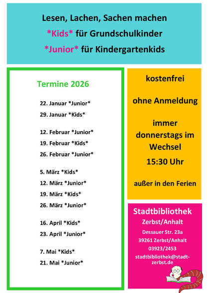 Hier geht es zu den Veranstaltungs Hinweisen der Stadtbibliothek