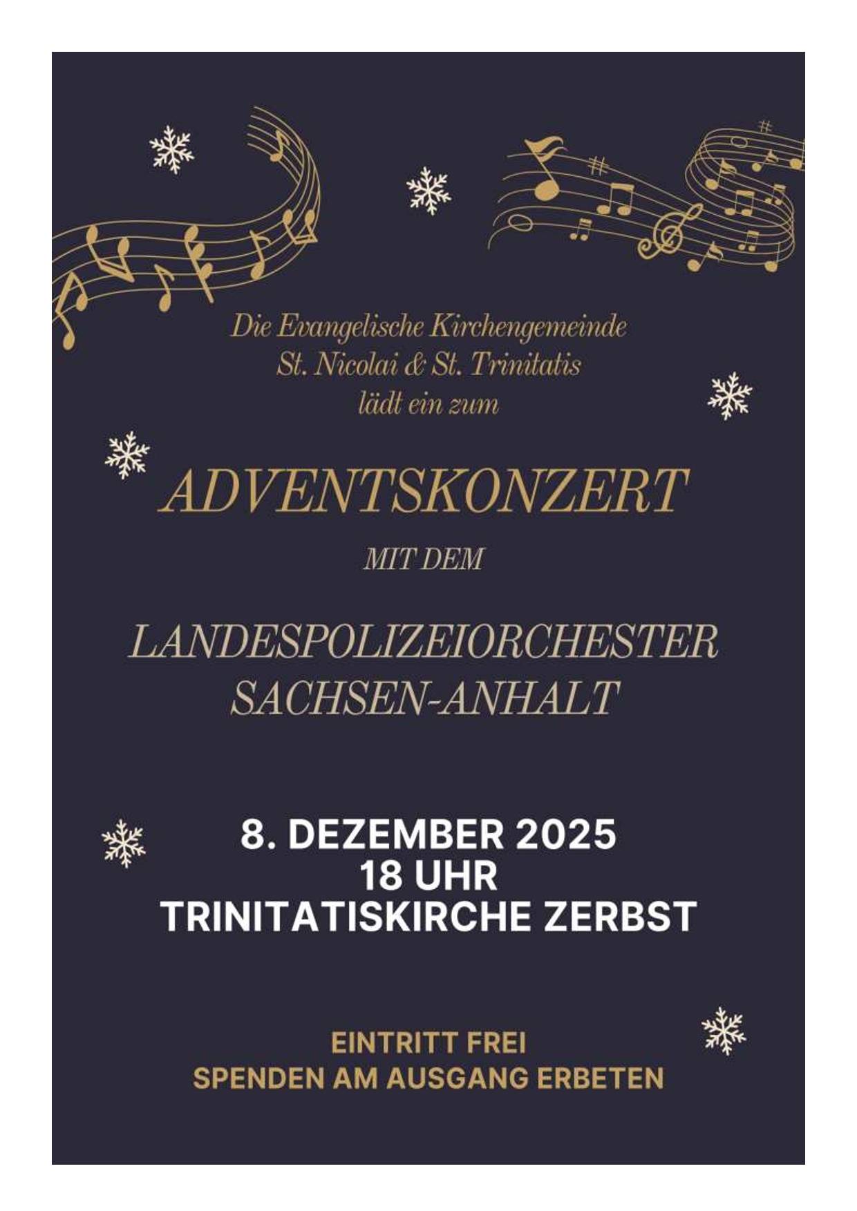 Plakat Adventskonzert mit dem Landespolizeiorchester Sachsen-Anhalt Plakat Adventskonzert mit dem Landespolizeiorchester Sachsen-Anhalt
